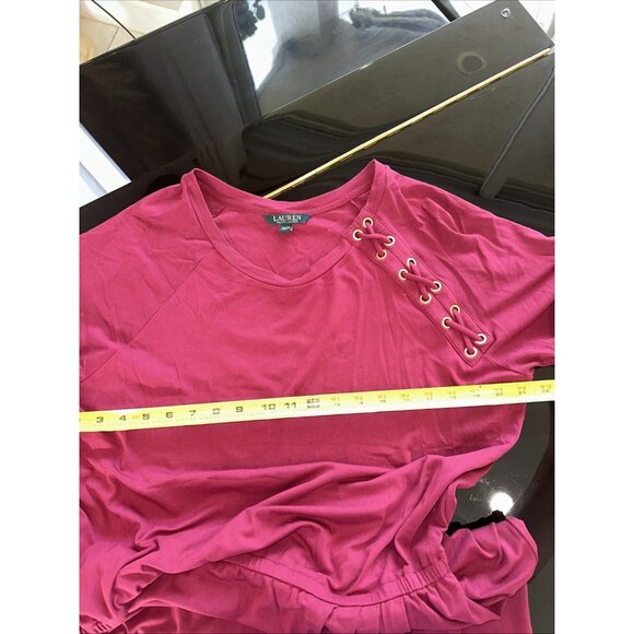 Lauren Ralph Lauren Wine Short Sleeve Boat Neck Midi Dress 1X - Picture 8 of 10